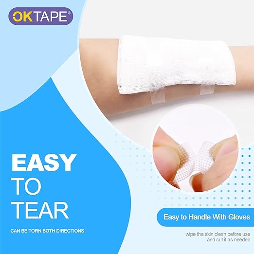 OK TAPE OKPore Transparent Medical Tape (Pack of 6) - First Aid Surgical Tape Hypoallergenic and Breathable for Wound Dressing Care, Latex Free, 2in x 10yds