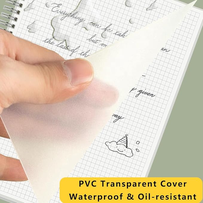 WRENBEN A5 Spiral Notebook 120gsm Graph Paper Notebook 160 Pages Per Hardcover Grid Notebooks 5.7 x 8.3 Inches (2 Pack)