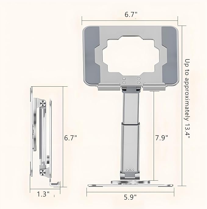 GuaziV 360° Adjustable Tablet Stand - Ergonomic Foldable Holder for iPad 10.2-12.9”, Kindle, Phones 4-13”, Anti-Slip Desktop Mount for Work, Cooking, Gaming & Reading