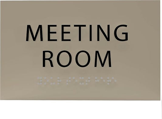 ADA CENTRAL SIGNS - 6" X4" Meeting Room Sign - ADA Compliant Tactile Graphics Grade 2 Braille Text Acrylic Wall Sign | Privacy, Interview, Room Name Sign for Schools, Hospitals, Offices, & Apartments