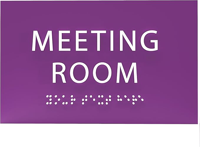 ADA CENTRAL SIGNS - 6" X4" Meeting Room Sign - ADA Compliant Tactile Graphics Grade 2 Braille Text Acrylic Wall Sign | Privacy, Interview, Room Name Sign for Schools, Hospitals, Offices, & Apartments