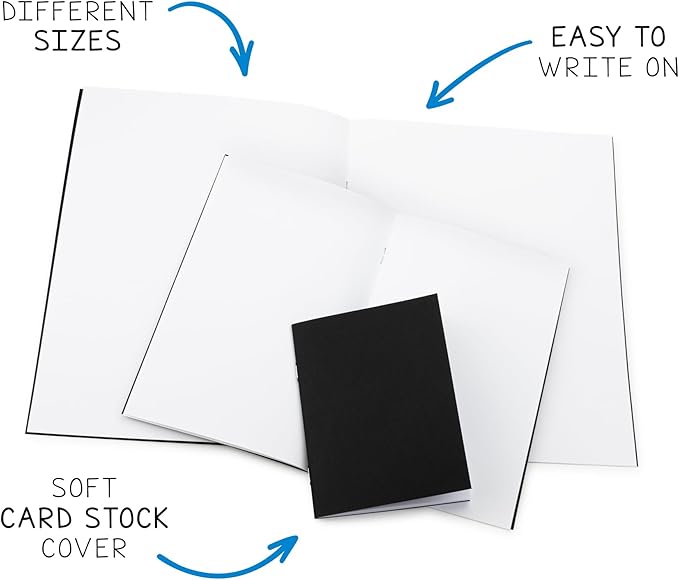 Hygloss Blank Books - Bulk 100 Pack – 5.5" x 8.5" A5 Black Paperback Blank Books for Kids to Write Stories, Doodle, Arts & Crafts – Plain Drawing Sketchbook, Unlined Journal, Notebook Without Lines