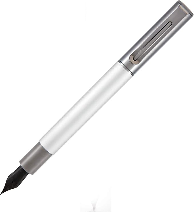 Monteverde USA Ritma Fountain Pen in Silver – Broad Nib, Bold JoWo Stainless Steel, Refillable Ink Cartridge/Converter – Ideal for Executives & Artists