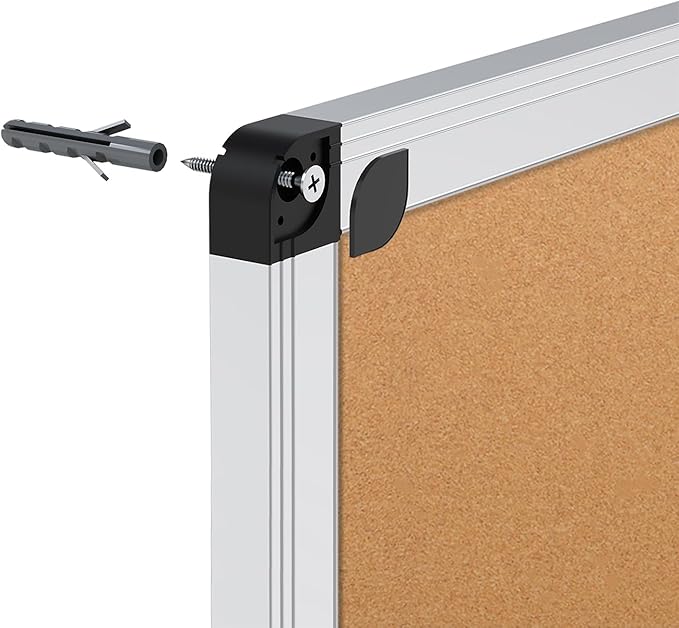 VIZ-PRO Cork Notice Board Bulletin Board, 96 X 48 Inches, Pack of 2, Silver Aluminium Frame