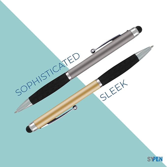 SyPen Personalized Stylus Pens With your Custom Logo or Text-300 Pack Bulk-for Businesses, Parties, and Events, 2 in 1 Ballpoint Pen & Stylus for Touchscreen Devices, Purple Barrel, Black Ink