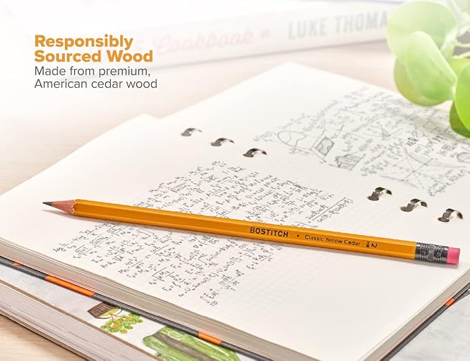 Bostitch Office Premium #2 Pencils, American Cedar Wood, Pre-Sharpened, HB Graphite, 24-Pack (BACP12Y-2PK)