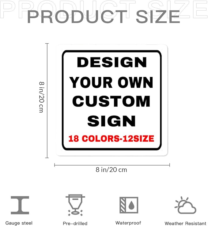 Custom Outdoor Metal Personalized Sign With Your Photo, Text, Logo - Decorative Wall Sign for Business, Workplace, Office, Home