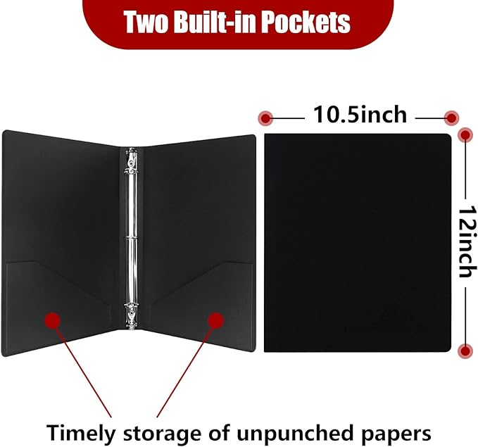 Vienrose 3 Ring Binder 1 Inch Round Rings with Linen Fabric Cover, Fits 8.5 x 11 Inch Paper, Durable Organizer for School, Office, Home, Recipes (2 Pack,Black)
