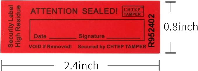 ChtepTamper 100 Pieces Total Transfer Tamper-Evident Stickers Security Labels Great for Goods Shipping,Exchange of Agency Files, Privacy Protection or More(Serial Number 0.8 * 2.4inches Red)