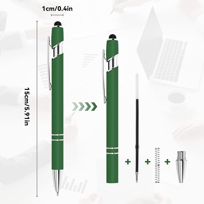 WYPAS Bulk Custom Pens - Personalized with Name, Engraved Text/Logo - Stylus Tip, Black Ink - Options for Corporate Gatherings, Events & Promotions (Black)