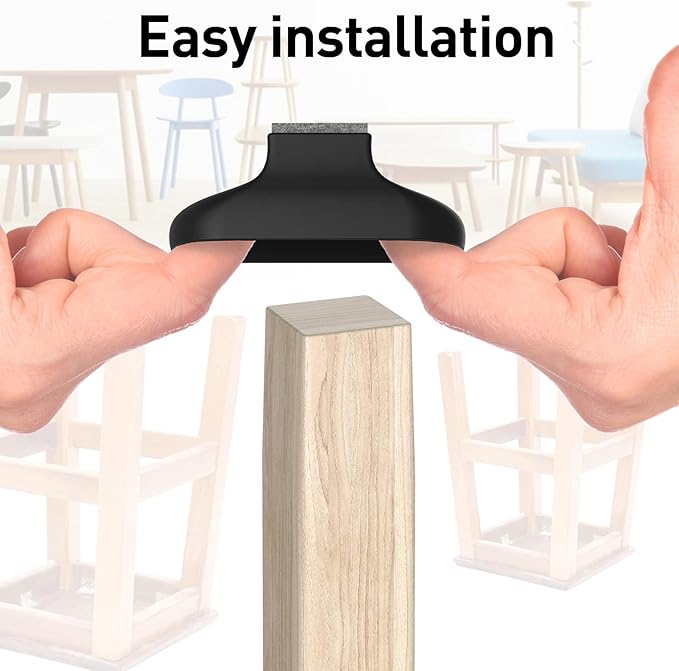 Square Chair Leg Protectors for Hardwood Floors, 24 Pcs Silicone Felt Furniture Leg Cover,.7/8" - 1".Black.