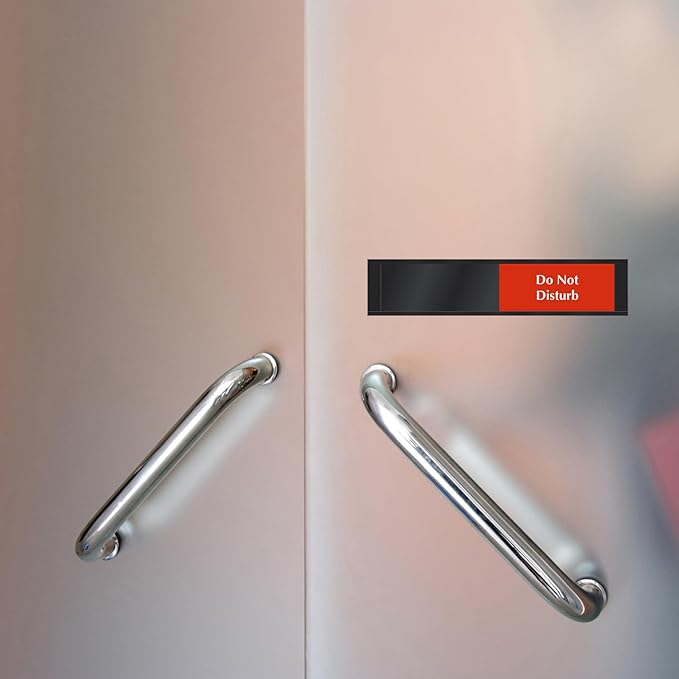 SmartSign Privacy Sign - Do Not Disturb/Please Knock and Enter Slider Door Sign for Home Office Restroom Conference Hotel Hospitals | 2.25" x 10" Plastic Black, Made in USA