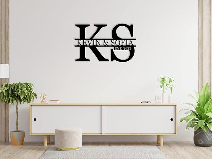 Valentine's Day gifts for 2026 Custom Metal Wedding Anniversary Sign, Personalized Family Name Sign, Initial Split Letter Monogram Signs, Custom Metal Signs, Monogram Wall Decor, Personalized Name wall decor for Home Decor Best Housewarming Gift Weddin...