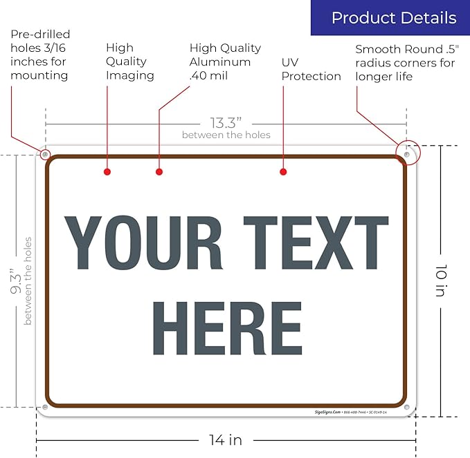 Custom Sign, Personalized Metal Signs, Customize for Office, Business, Workplace, Home, Airbnb, Delivery Brown Signs, 10x14 Inches, Rust Free .040 Aluminum, Fade Resistant, Made in USA by Sigo Signs