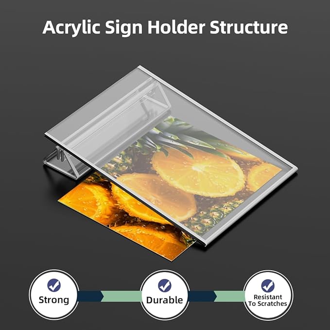 PPH-Sisy Clear Acrylic Sign Holder 8.5X11 with Silver Borders Display Stand, Double Sided Acrylic Picture Frames Plastic Sign Holder for Wedding Table Numbers Menu Holder (6 Pack)