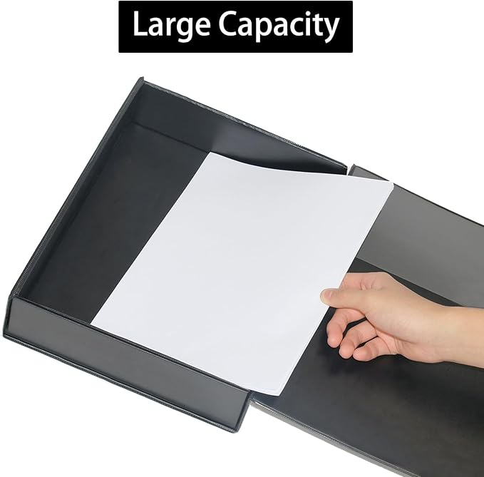 URbantin 6 Pack Foldable A4 Box Files,Plastic Archive Folders,65mm Spine, Document Box for Office（Black）