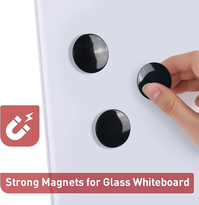 36 Pcs TOWON Strong Magnets for Glass Whiteboard, Dry Erase Board Magnets, Large, Round, Black Rare Earth Magnet for Classroom Kitchen Office Accessories