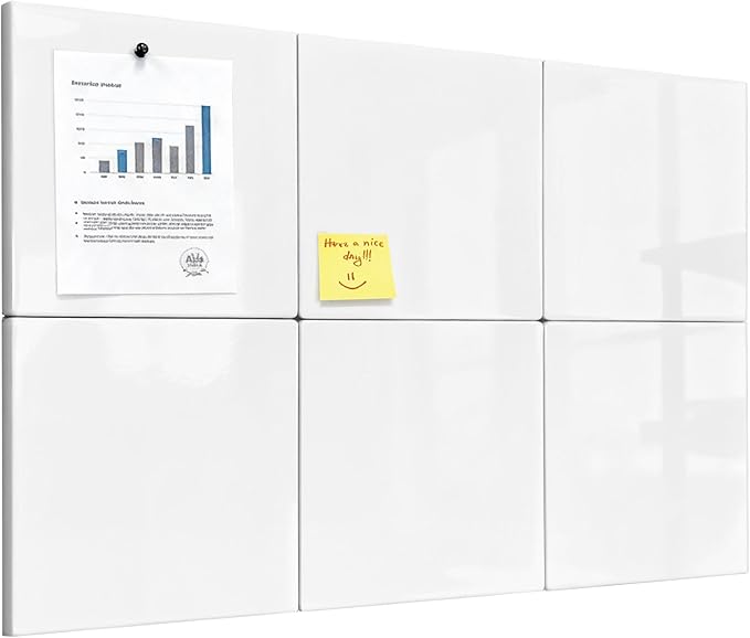 Comix Magnetic Dry Erase Board, 6 Pack, 11.8 x 11.8 Inches, Modular Whiteboard for Fridge, Office and Home, Small White Board Dry Erase Set for Kids, Students, Kitchen Organizer and Planner, White