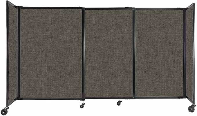 Versare Straightwall Sliding Portable Wall Partition | Freestanding Office Dividers | Locking Wheels | Temporary Room Separator | 7'2" Wide x 4' Tall Mocha Fabric Panels
