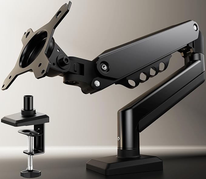 SIAGO Single Monitor Stand, 15 to 32 Inch Monitors Arm, Adjustable Mount with C-Clamp and Grommet Installation, Made of Iron and Al, VESA Monitor Stand for Desk - Fits 4.4 to 19.8lbs Monitors