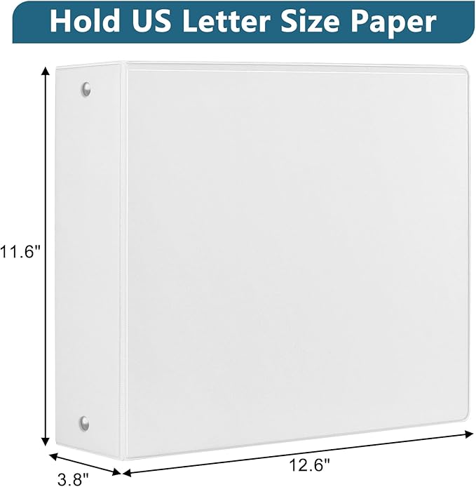 CIXILDTS 3-Inch 3 Ring Binder, Standard 3" Round Ring Binder Fit Letter Size Paper, Presentation View Binders, White, 10-Pack