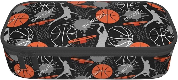 Basketball Fun Sport Ball Pencil Case Big Capacity Storage Pencil Pouch Stationery Bags With Zipper Portable Pen Holder Box Organizer For Boys Girls Teens Student College School Office Supplies