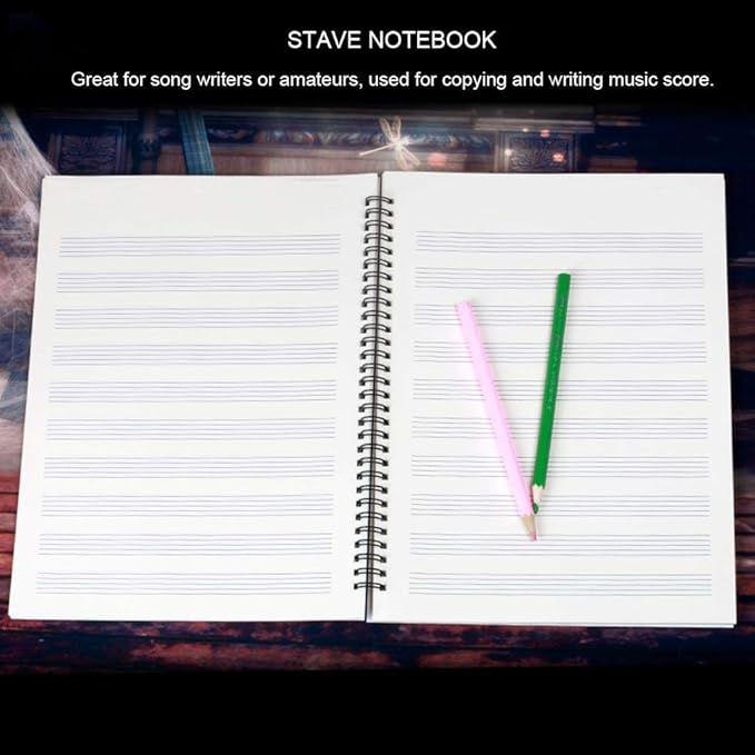 10 Pcs Music Notebook,Music Staff Notebook,50 Sheets/100 Pages Blank Sheet Music Notebook,Music Manuscript Paper,Manuscript Paper Notebook,Spiral NotebookMusic Writing Composition Notebook(10 Pcs Music Note Black)