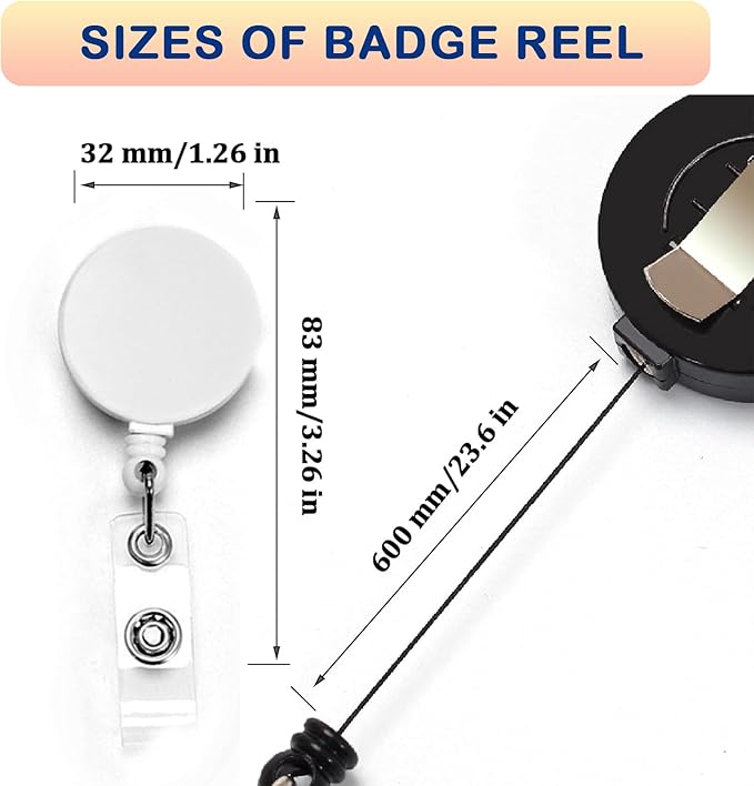 Custom Retractable ID Badge Holder Clip, Personalized Badge Reel with Logo Photo Text for Office Worker, Medical MD RN, Nurse, Doctor, Teacher, Student,Round 1.26 inch,1,2,10,50 Bluk