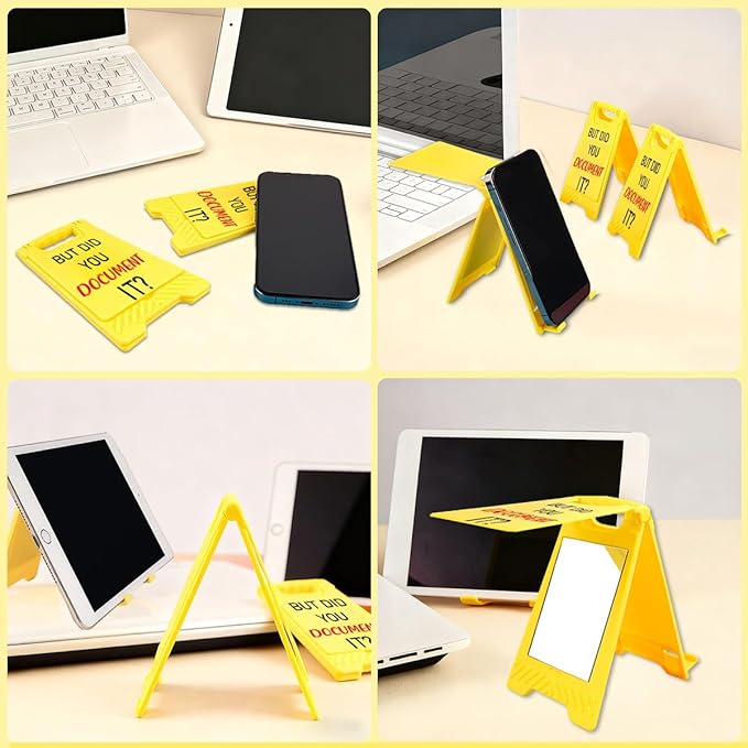 Funny Office Desk Accessories,Office Cubicle Decor,Desk Decor，Phone Holder Mirror Acrylic Table Signs，Joke Warning Team Mini Gifts for Coworker Boss Legal Advisor Designer Leader（You Document It)