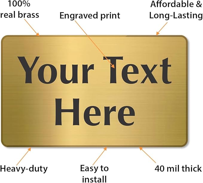 SmartSign Custom Brass Sign - 3" x 5", 40 mil REAL Bugle Brass Metal, Personalized Name Door Sign, Heavy-Duty Premium Engraved Door/Wall Mount Plaque for Business/Office, Gold and Black