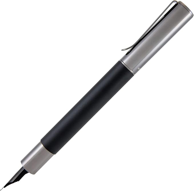 Monteverde USA Ritma Fountain Pen in Black – Stub Nib Calligraphy JoWo Stainless Steel Refillable Ink Cartridge/Converter – Perfect for Artists & Calligraphers