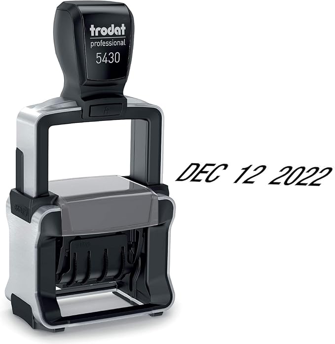 Trodat 5430 Professional Self-Inking Date Stamp - Black Ink