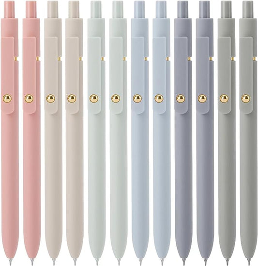 Ddaowanx Gel Pens, 12 Pcs 0.5mm Quick Dry Black Ink Pens Fine Point Smooth Writing Pens, Cute Office School Supplies Gifts for Women (12 Pcs Morandi-Black Ink)