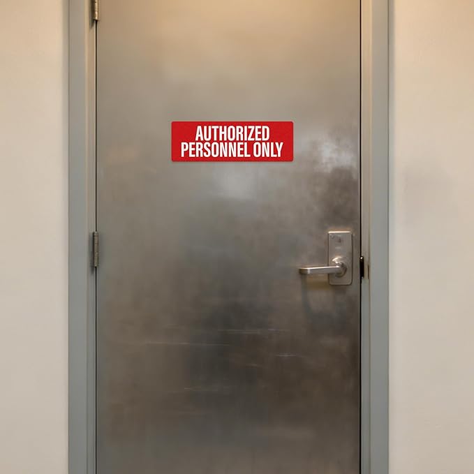 Anobell 10 Pack Authorized Personnel Only Sign Self Adhesive 9 × 3 Inch Waterproof Peel Stick Red Vinyl Safety Sticker for Business Warehouse Office Vehicle