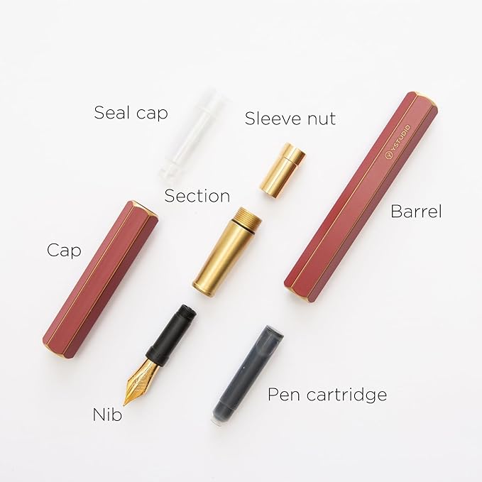 YSTUDIO Stunning Classic Revolve Fountain Pen, Schmidt Gilded Nib, Best Pen Gift Set for Men & Women, Professional, Executive Office, Nice Pens（red，M nib）