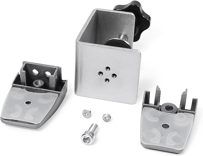 Heavy Duty Sneeze Guard Clamp For 0.1" to 1" Thick Panel,Desk Partition Support Clamps,Adjustable Aluminum Desktop Divider Holder,Easy to Install Desk Privacy Panel Clips, 4 Pack,Silver