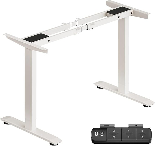 BIZUM Dual Motor Electric Standing Desk Frame with Memory Controller, Computer Memory Desk Adjustable Table Legs Up to 47.2" for Home Office, Reg White
