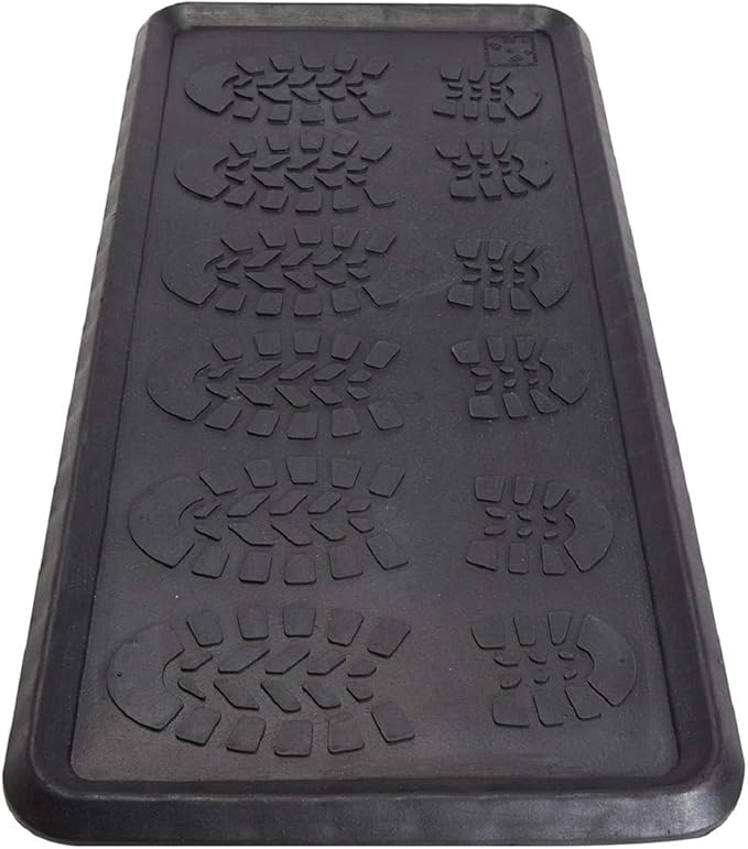 Envelor Rubber Boot Tray for Entryway Indoor Shoe Trays for Mudroom Wet Shoe Mat Tray Multiuse Rubber Water Tray Mud Mat Winter Boot Mat Large Utility Tray, Footsteps, 32 x 16 Inch, 2 Pack