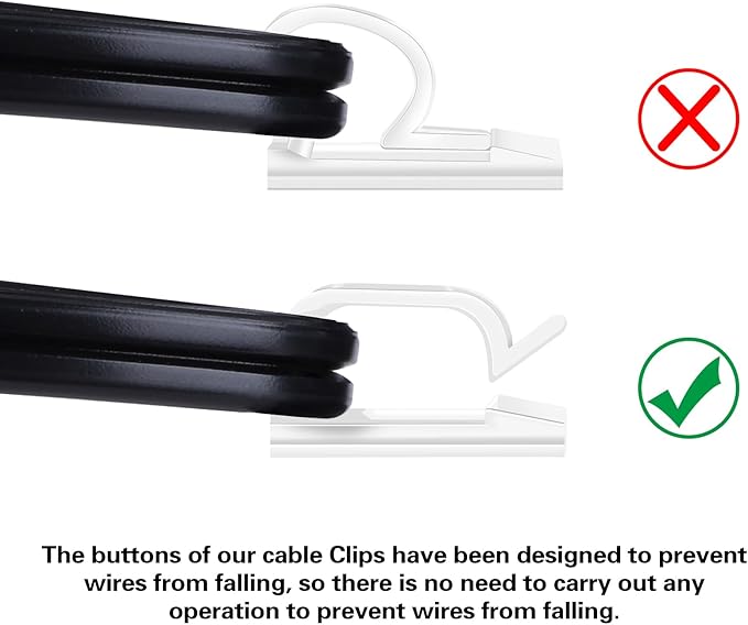 60 PCS XHF 5/8” Adhesive Cable Wire Clips Clear, Outdoor Christmas Light Clips, Cable Staples Cable Management Wire Organizer Cord Holder for Under Desk, Car, Wall, TV PC Ethernet Cable