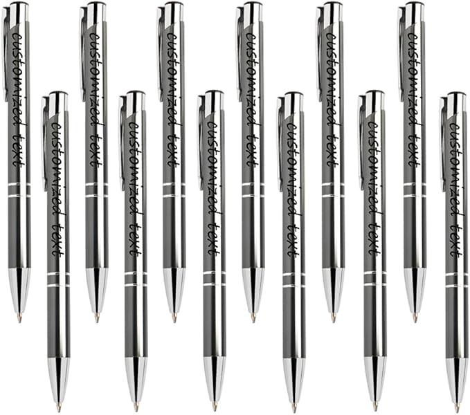 Yucold Customized ballpoint pens in bulk, personalized ballpoint pens with free engraving, for use in companies, enterprises, graduation anniversaries (Grey,26)