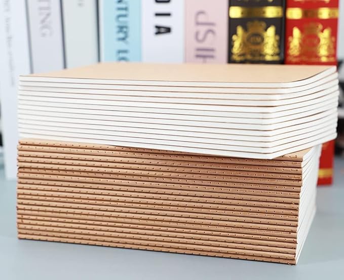 24 Pack A5 Kraft Notebook Journals for Writing 8.3x5.5 Inches Size College Ruled Subject Notebooks 60 Pages with Lined Paper Students and Office Notebook