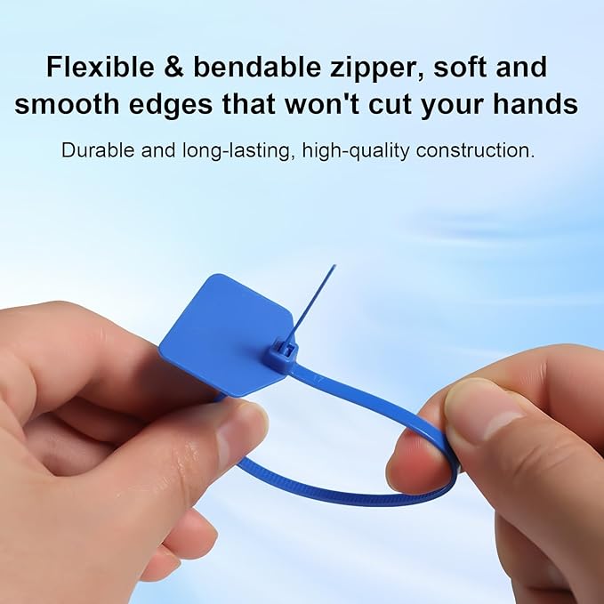 8 in Marker Nylon Cable Ties, Plastic Water Proof Tags, Self-Locking Written-on Cable Marker, Security Seals Label for Cabling, Wire Marking Label, Shipping Hanging Tags - Blue/ 100pcs