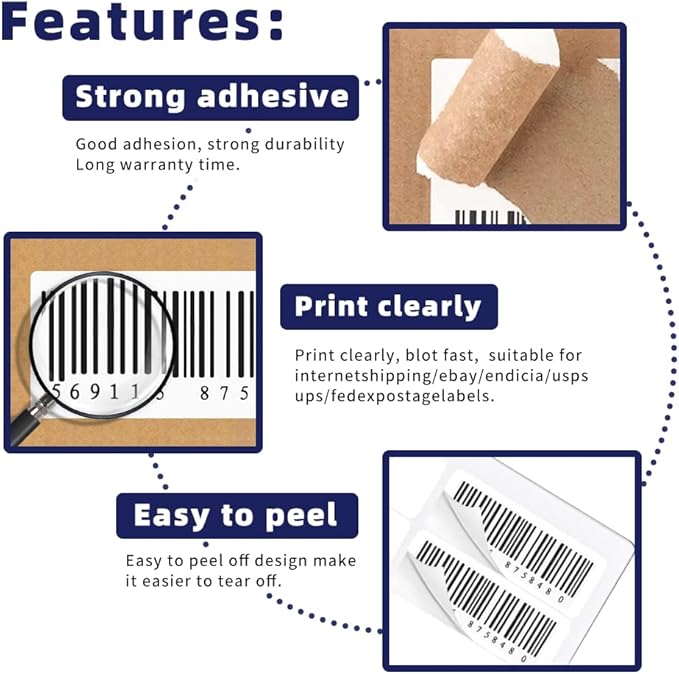 POLYSELLS Self Adhesive 2"x4" Address Shipping Labels, 10UP White Sticker FBA Labels, Inkjet/Laser Printer Compatible, 10 Labels/Sheet, 500 Sheets/5000 Labels