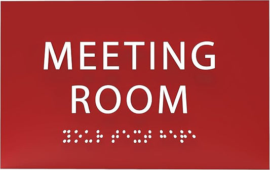 ADA CENTRAL SIGNS - 6" X4" Meeting Room Sign - ADA Compliant Tactile Graphics Grade 2 Braille Text Acrylic Wall Sign | Privacy, Interview, Room Name Sign for Schools, Hospitals, Offices, & Apartments