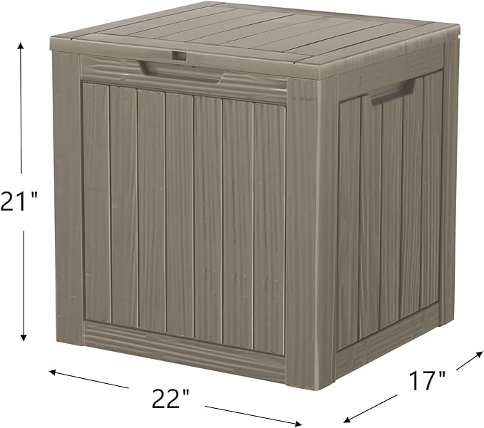 PATIOEASY Outdoor Storage Box 30GAL Waterproof Resin Deck Box,UV-Resistant Lockable Package Delivery Bin for Garden Tools,Small Patio Outside Cushions,Pool Accessories Supplies,Chest,Furniture,Brown