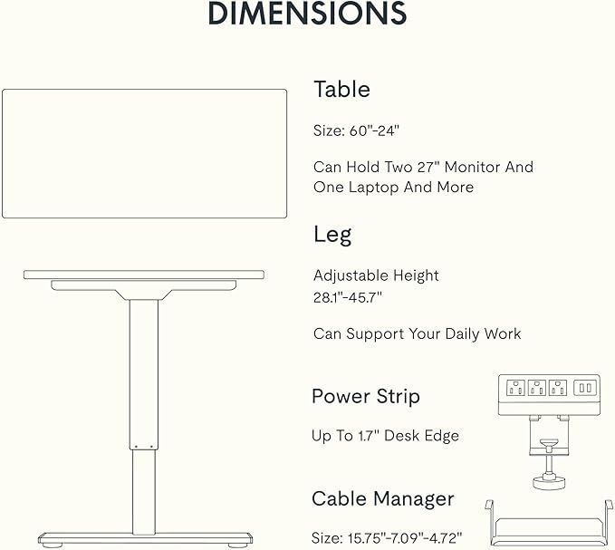 FLEXISPOT EN2 Whole-Piece Standing Desk with Clamp Power Strip, 60 x 24 Electric Stand Up Height Adjustable Desk with Cable Management (Gray Frame + 60" Mahogany Top, 2 Packages)