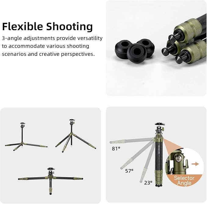 Cayer CH35 Travel Camera Tripod with Ball Head, Compact Carbon Fiber Tripod, 53.6" Compact Camera Stand，Max Load 17.6lbs for Mirrorless Cameras Video Camcorder Mobile Phone Webcam