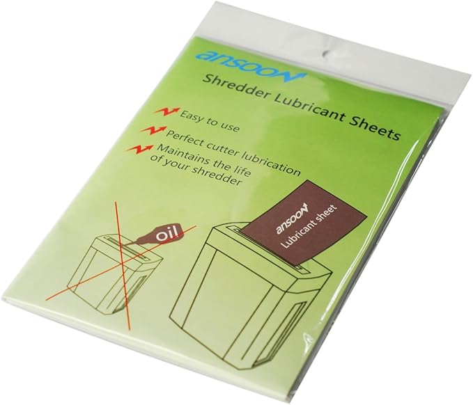 Ansoon Paper Shredder Lubricant Lubricating Sheets, Paper Shredder Oil Sharpening & Cleaning Sheet for Cross-Cut and Micro-Cut Paper Shredders (18-Pack)