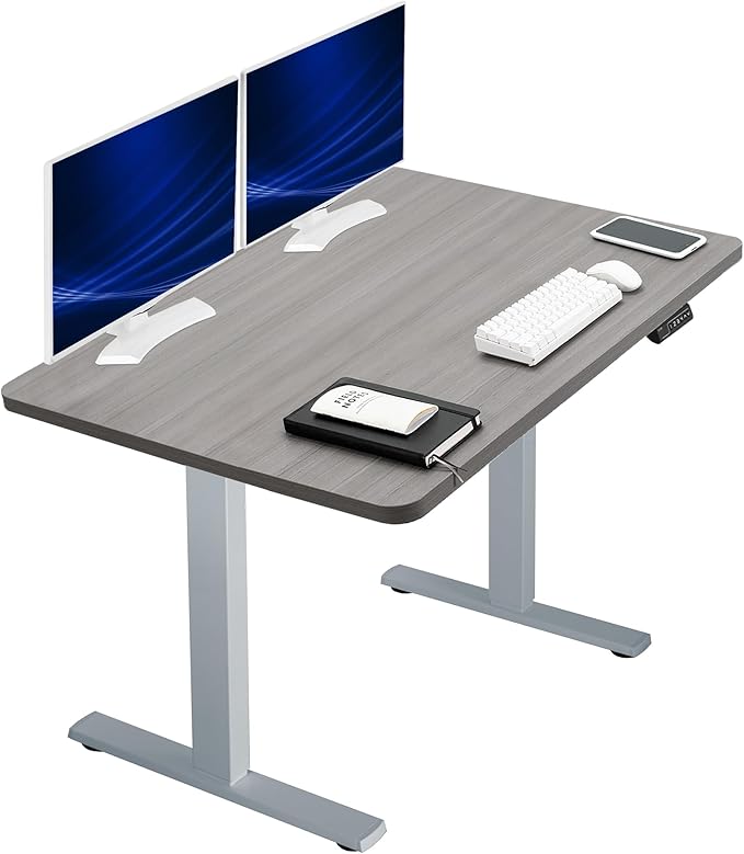 VIVO Electric 48 x 30 in Standing Desk, Memory Height Adjustment, 1B Series, Holds 220 lbs, One-Piece Dark Gray Top, Gray Frame, DESK-KIT-1G5G
