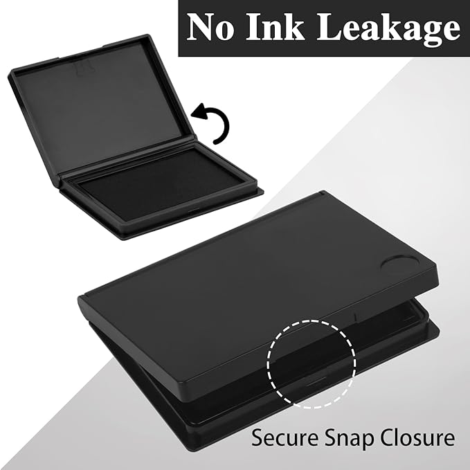 Black Stamp Pad, 4 x 2.5 Inch Premium Quality Ink Pad for Stamps, All-Purpose Felt Pad for Office and Crafting, Works with Rubber and Clear Stamps
